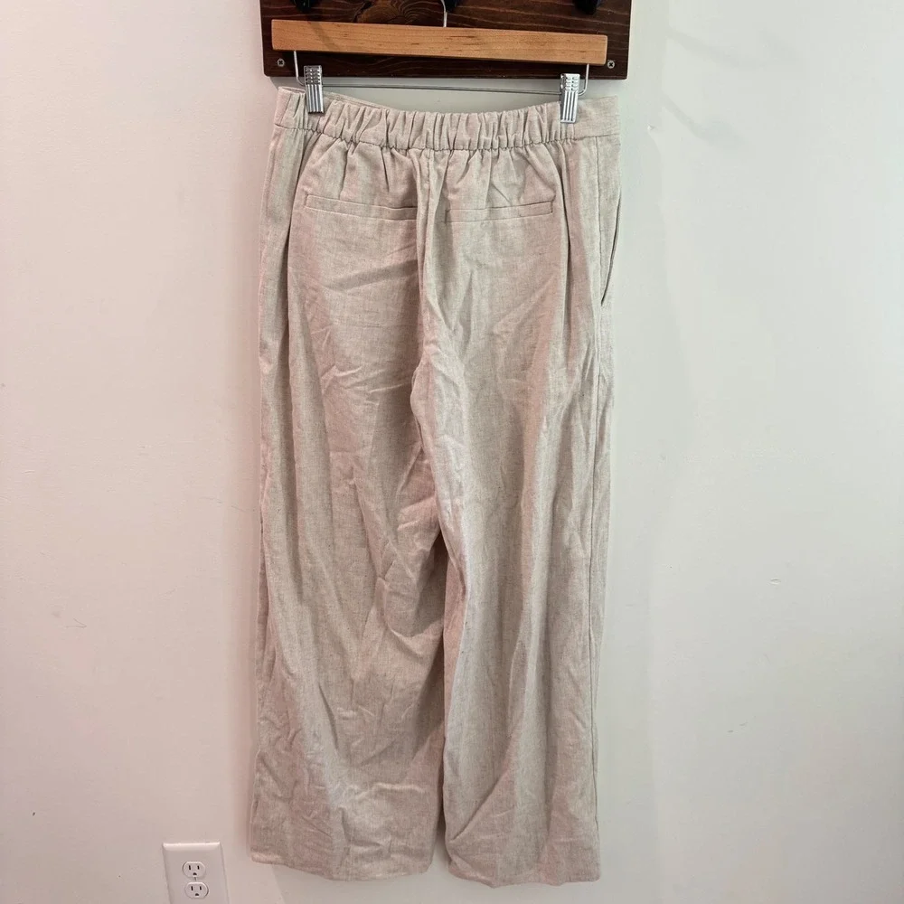 Banana Republic Hayden Wide Leg Linen Blend Pants Flax Beige Womens Small